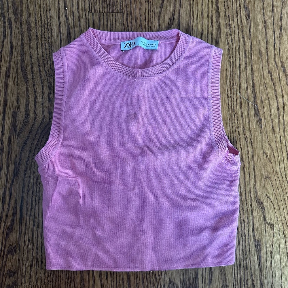 Zara Pink Sleeveless Knit Top